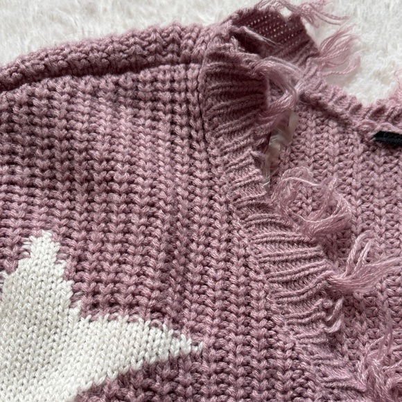 Frayed Star Pattern Sweater - Pink - Picture 2 of 4